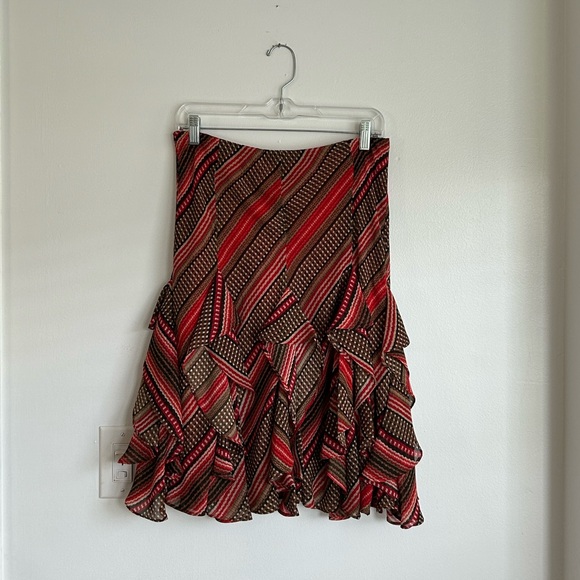 Lauren Ralph Lauren Dresses & Skirts - NEW Lauren Ralph Lauren Ruffle Skirt Boho  Peasant Knee Length Red Brown